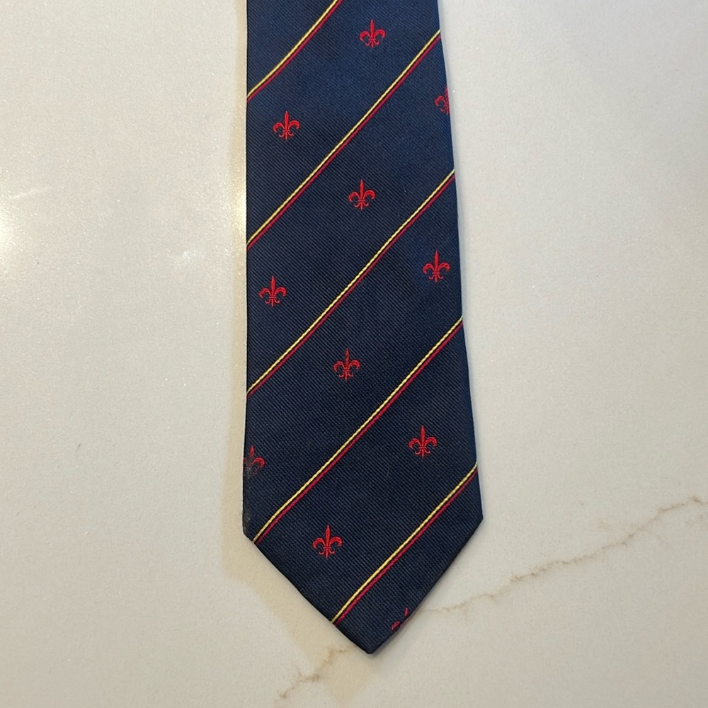 Ben Silver Fleur de Lys Pure English silk Necktie Tie